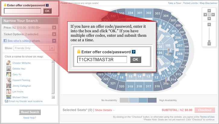 If you have an offer code/password, enter it into the box and click OK. If you have multiple offer codes, enter and submit them on at a time.