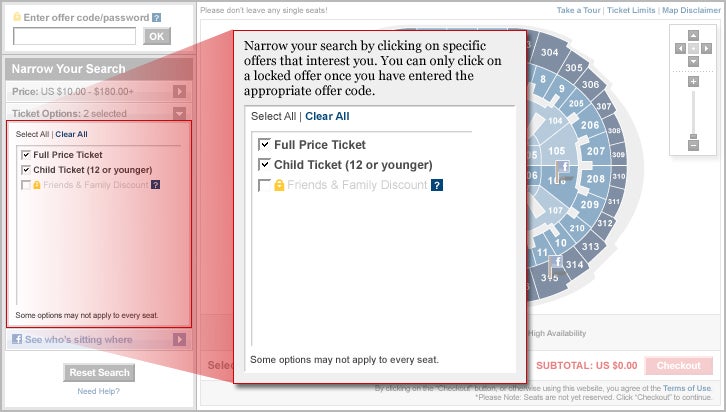 Narrow your search by clicking on specific offers that interest you. You can only click on a locked offer once you have entered the appropriate offer code.