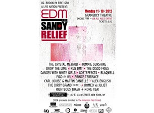 EDM for Sandy Relief Benefit with The Crystal Method &amp; More! presale information on freepresalepasswords.com