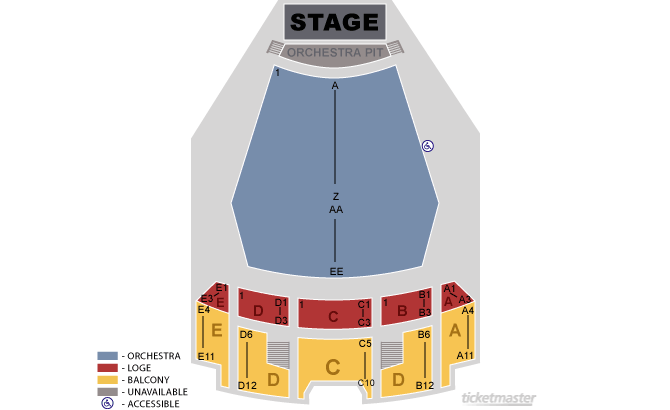 Seating Chart: Julie Rogers Theater