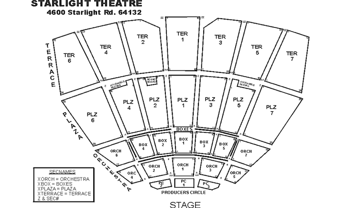 Starlight Theater Kansas City Seating Chart
