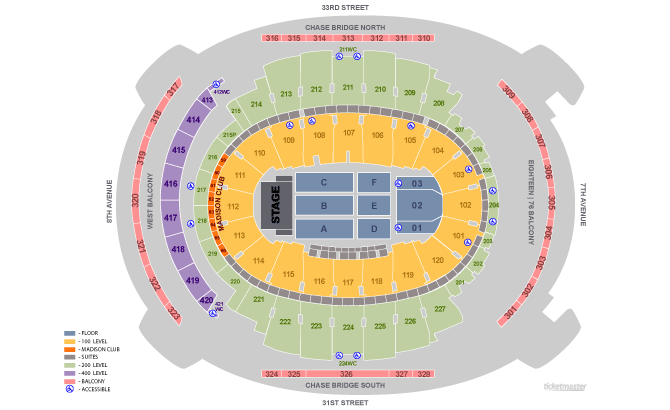 Square Garden Stage Seating Chart