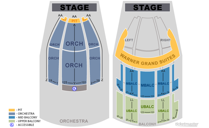 Warner Theater Dc Seating Chart With Seat Numbers